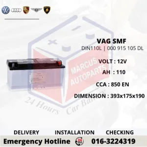 VOLKSWAGEN SMF LN6 | DIN110L | 000 915 105 DL 110Ah 850EN CAR BATTERY