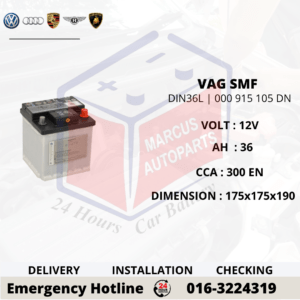 VOLKSWAGEN SMF LN0 | DIN36L | 000 915 105 DN 36Ah 300EN CAR BATTERY