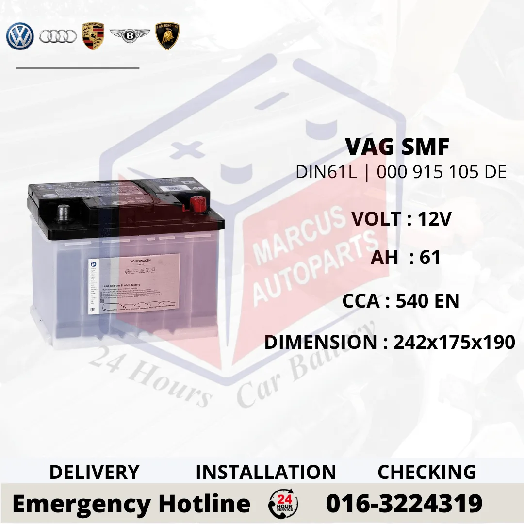 VOLKSWAGEN SMF LN2 | DIN61L | 000 915 105 DE 61Ah 540EN CAR BATTERY