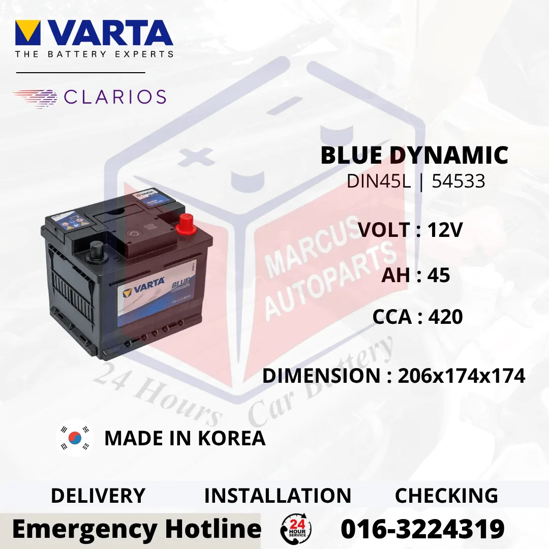 VARTA BLUE DYNAMIC LN1 | DIN45L | 54533 45AH 420CCA CAR BATTERY