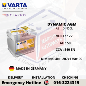 VARTA DYNAMIC AGM LN0 | A10 | DIN40L 40AH 420EN START-STOP CAR BATTERY