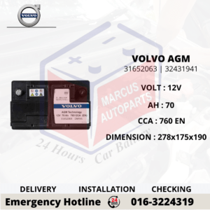 VOLVO AGM LN3 | DIN70L | 31652063 | 70AH 760EN START-STOP CAR BATTERY