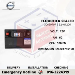 VOLVO SMF LN2 | DIN60L | 30659797 60AH 520EN CAR BATTERY