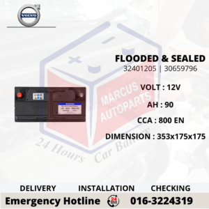 VOLVO SMF LN5 | DIN90L | 30659796 90AH 800EN CAR BATTERY