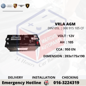 VOLKSWAGEN AGM LN6 | DIN105L | 000 915 105 CF 105Ah 950EN START-STOP CAR BATTERY