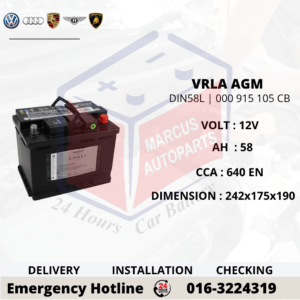 VOLKSWAGEN AGM LN2 | DIN58L | 000 915 105 CB 58Ah 640EN START-STOP CAR BATTERY