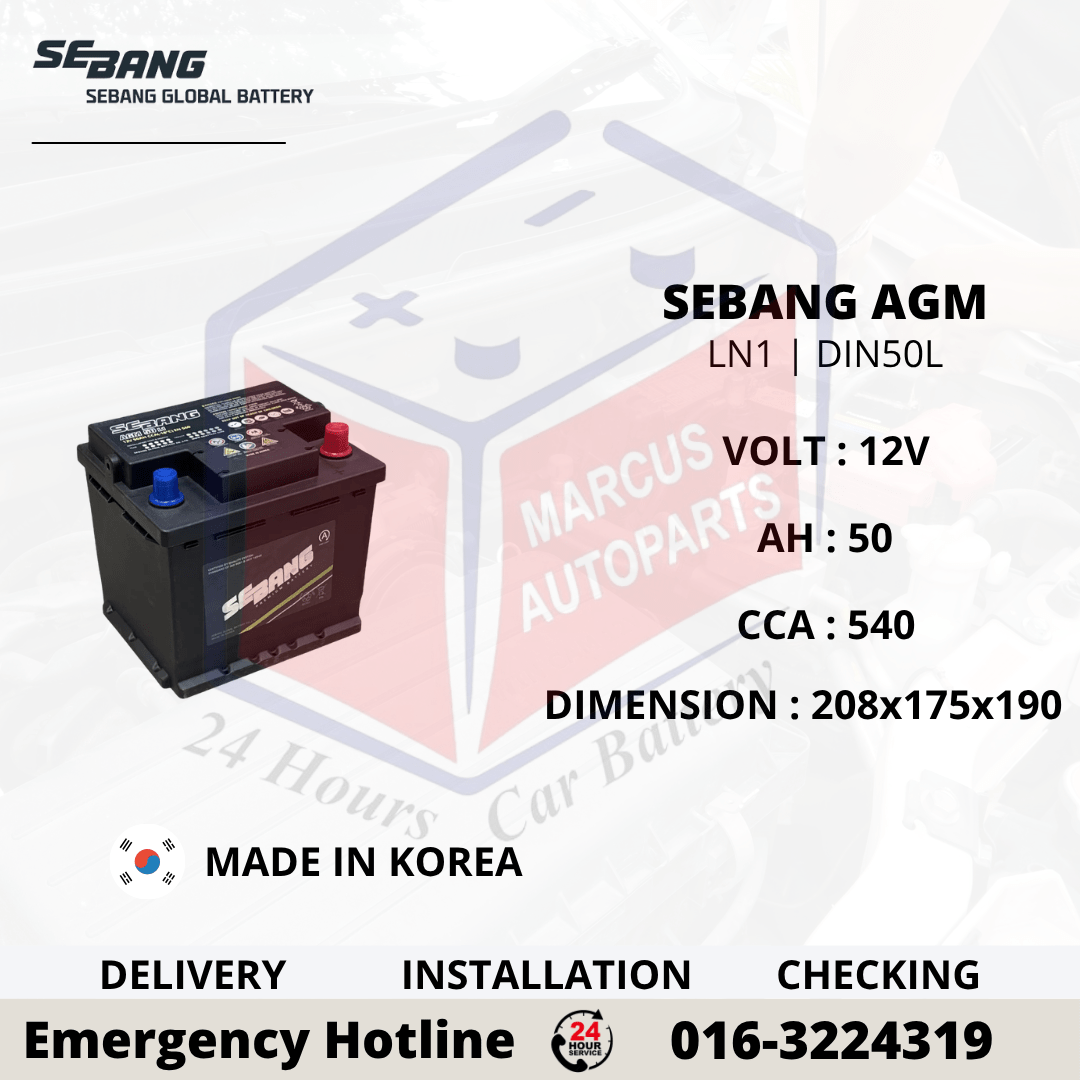 SEBANG AGM LN1 | DIN50L 50AH 540CCA START-STOP CAR BATTERY