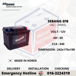 SEBANG EFB LN2 | DIN65L 65AH 640CCA START-STOP CAR BATTERY