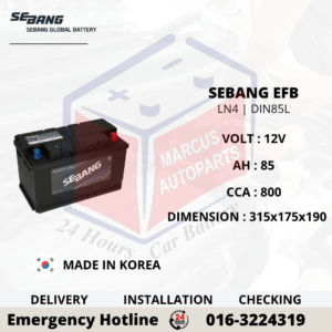 SEBANG EFB LN4 | DIN85L 85AH 800CCA START-STOP CAR BATTERY