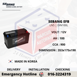 SEBANG EFB LN5 | DIN100L 100AH 900CCA START-STOP CAR BATTERY