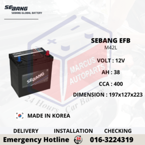 SEBANG EFB M42L 38AH 400CCA START-STOP CAR BATTERY