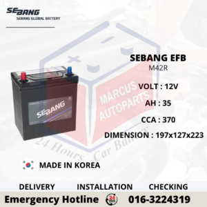 SEBANG EFB M42R 35AH 370CCA START-STOP CAR BATTERY