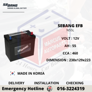 SEBANG EFB N55L 55AH 460CCA START-STOP CAR BATTERY