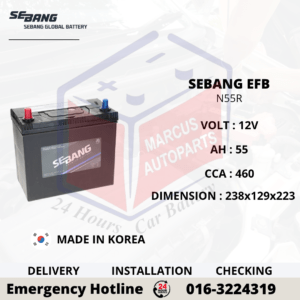 SEBANG EFB N55R 55AH 460CCA START-STOP CAR BATTERY