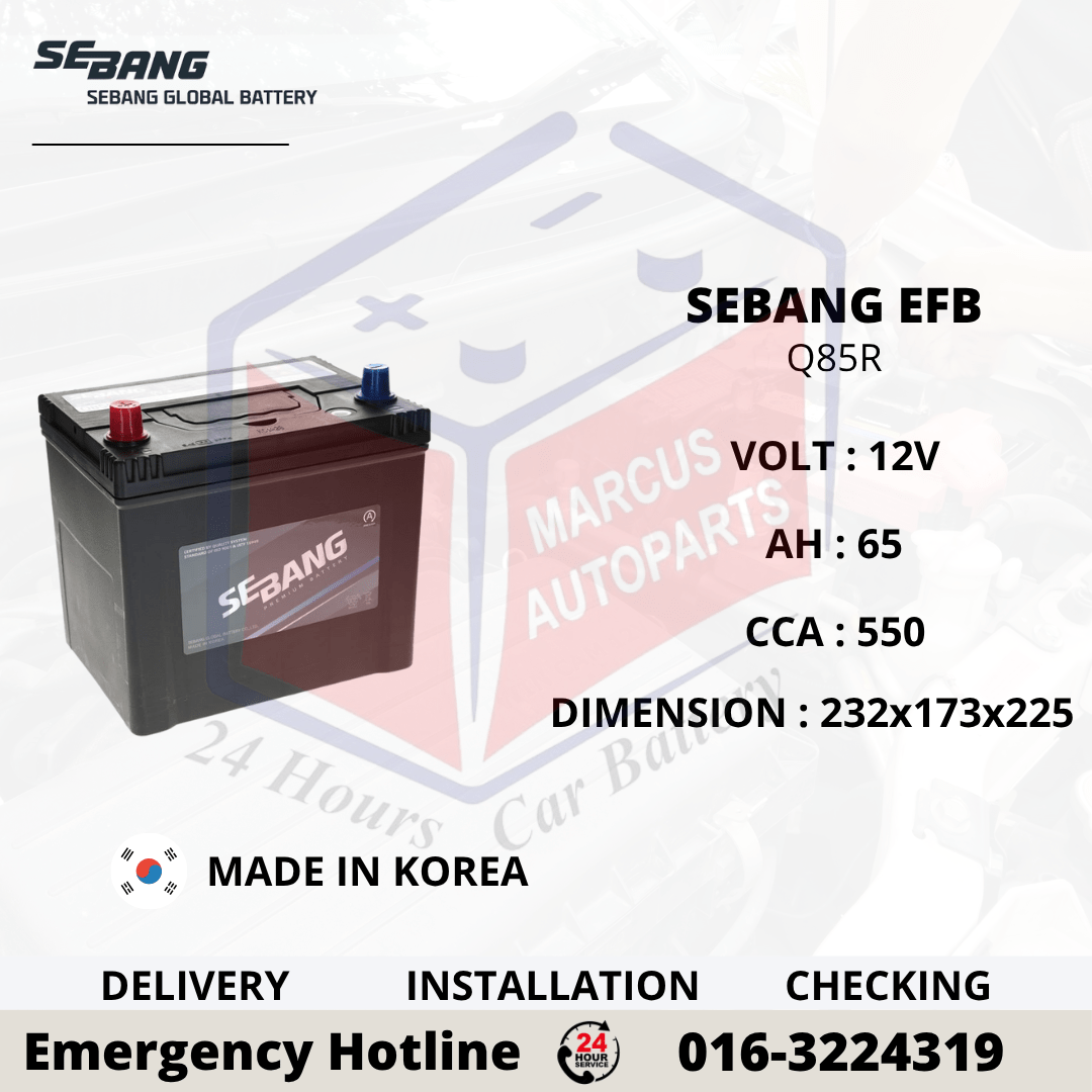 SEBANG EFB Q85R 65AH 550CCA START-STOP CAR BATTERY