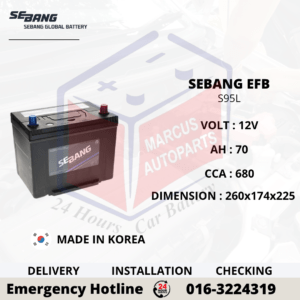 SEBANG EFB S95L 70AH 680CCA START-STOP CAR BATTERY