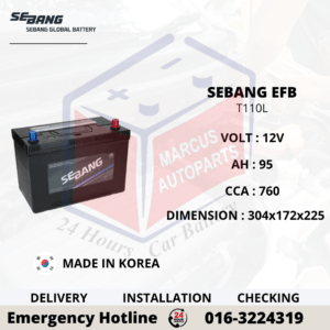 SEBANG EFB T110L 95AH 760CCA START-STOP CAR BATTERY