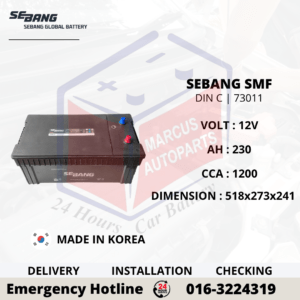 SEBANG SMF DIN C 73011 230AH 1200CCA MAINTENANCE FREE COMMERCIAL VEHICLE BATTERY