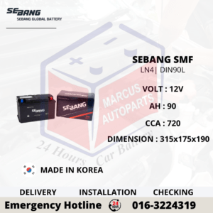 SEBANG SMF LN4 | DIN90L | 59042 90AH 720CCA MAINTENANCE FREE CAR BATTERY
