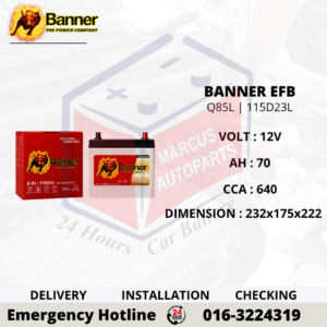 BANNER EFB Q85L | 115D23L 70AH 640CCA START-STOP CAR BATTERY
