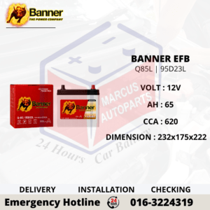 BANNER EFB Q85L | 95D23L 65AH 620CCA START-STOP CAR BATTERY