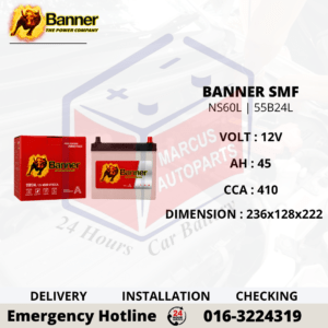 BANNER SMF NS60L | 55B24L 45AH 410CCA CAR BATTERY