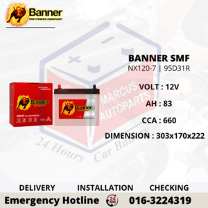 BANNER SMF NX120-7 | 95D31R 83AH 660CCA CAR BATTERY