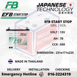 FB FURUKAWA EFB Q85L 70AH 650CCA START-STOP CAR BATTERY