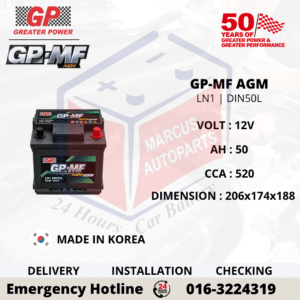 GP MF AGM LN1 | DIN50L 50AH 520CCA START-STOP CAR BATTERY