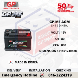 GP MF AGM LN4 | DIN80L 80AH 800CCA START-STOP CAR BATTERY