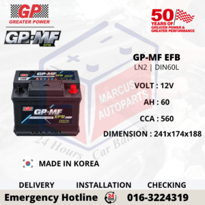 GP MF EFB LN2 | DIN60L 60AH 560CCA START-STOP CAR BATTERY