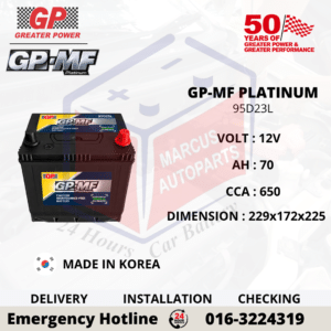 GP MF PLATINUM 95D23L 70AH 650CCA MAINTENANCE FREE CAR BATTERY