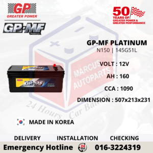 GP MF PLATINUM N150 | 145G51L 160AH 1090CCA MAINTENANCE FREE COMMERCIAL VEHICLE BATTERY