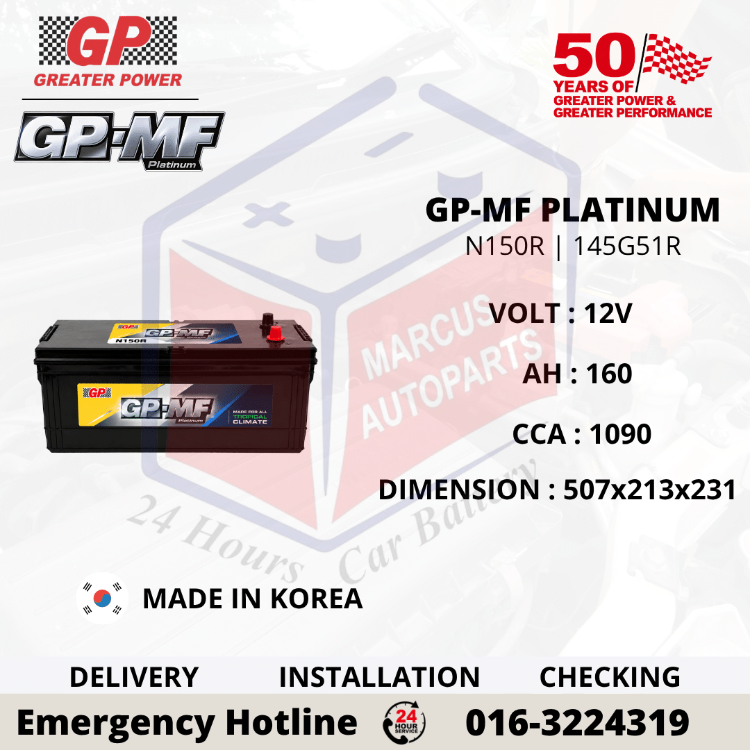 GP MF PLATINUM N150R | 145G51R 160AH 1090CCA MAINTENANCE FREE COMMERCIAL VEHICLE BATTERY