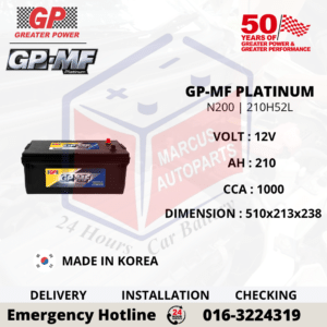 GP MF PLATINUM N200 | 210H52L 210AH 1000CCA MAINTENANCE FREE COMMERCIAL VEHICLE BATTERY