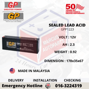 GP SLA GPP1223 12V 2.3AH SEALED LEAD ACID BATTERY