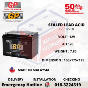 GP SLA GPP12260 12V 26AH SEALED LEAD ACID BATTERY