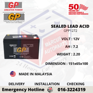 GP SLA GPP1272 12V 7.2AH SEALED LEAD ACID BATTERY