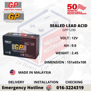 GP SLA GPP1290 12V 9AH SEALED LEAD ACID BATTERY