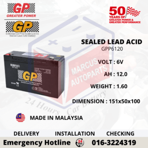 GP SLA GPP6120 6V 12AH SEALED LEAD ACID BATTERY