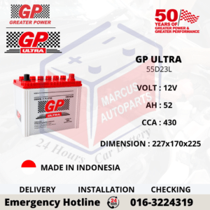 GP ULTRA 55D23L 52AH 430CCA LOW MAINTENANCE CAR BATTERY