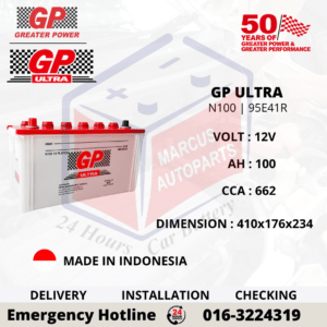 GP ULTRA N100 | 95E41R 100AH 662CCA LOW MAINTENANCE COMMERCIAL VEHICLE BATTERY